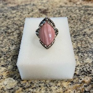 JTV Pink Mookaite Rhodium Over Sterling Silver Ring, Size 7